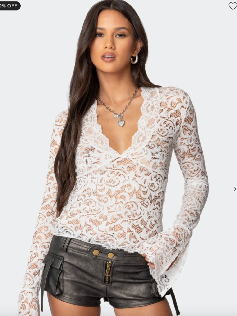 Edikted White Lace Top